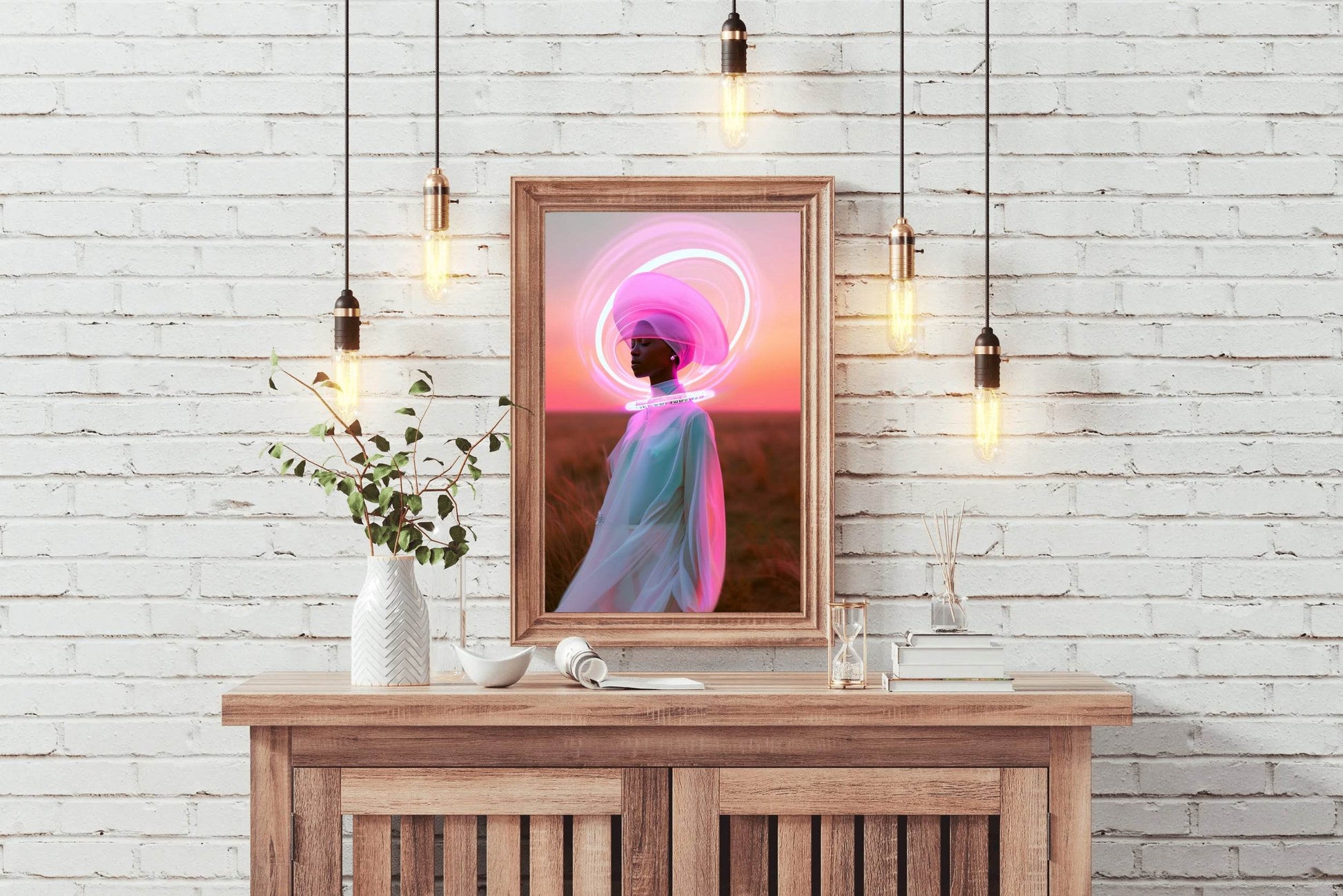 Painting of a Woman in a Flowing White Dress - beink online art store