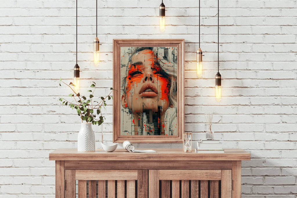 Women With Red Paint on Face Digital Art - beink online art store