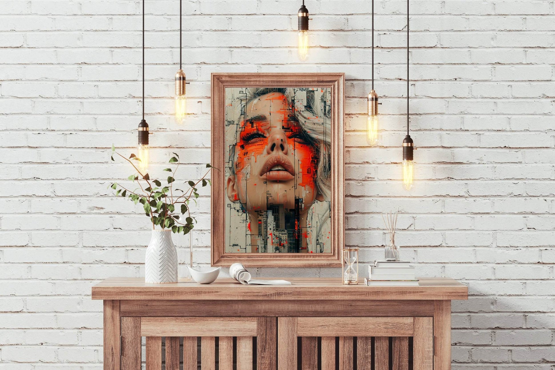 Women With Red Paint on Face Digital Art - beink online art store