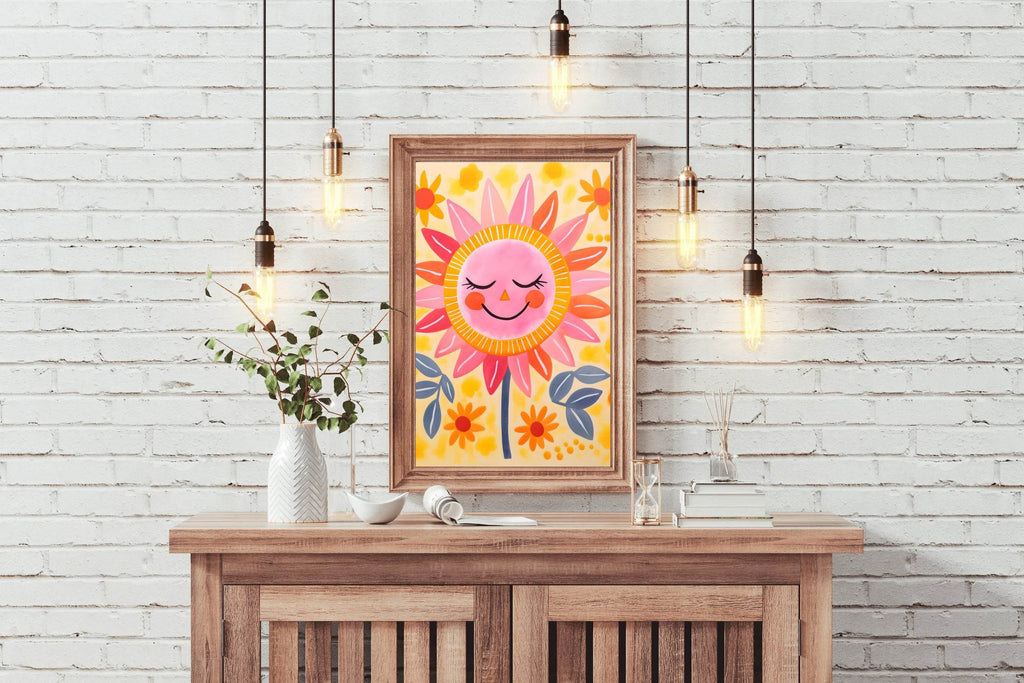 Cartoon Sunflower With Closed Eyes - beink online art store
