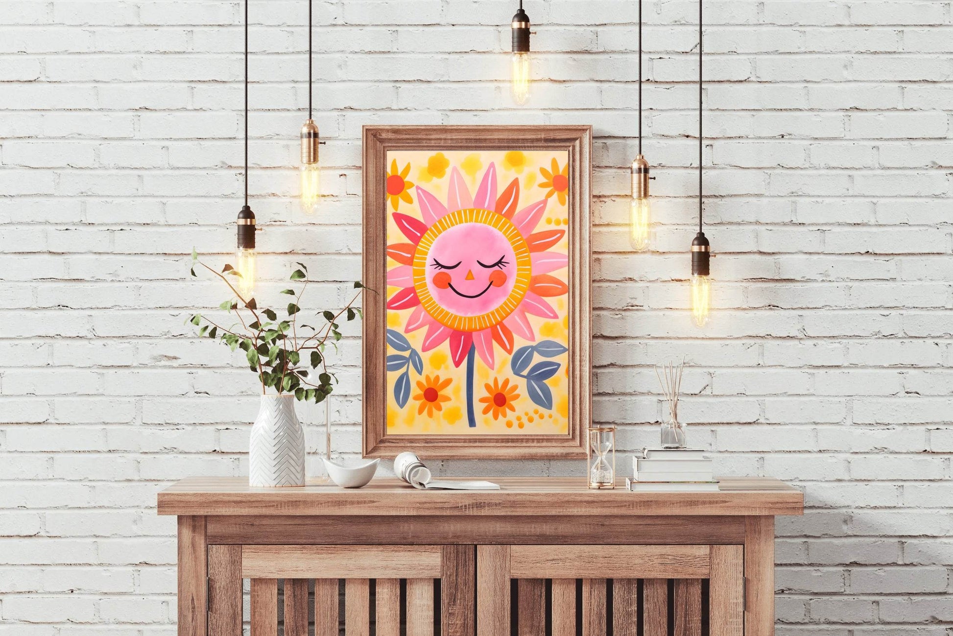 Cartoon Sunflower With Closed Eyes - beink online art store