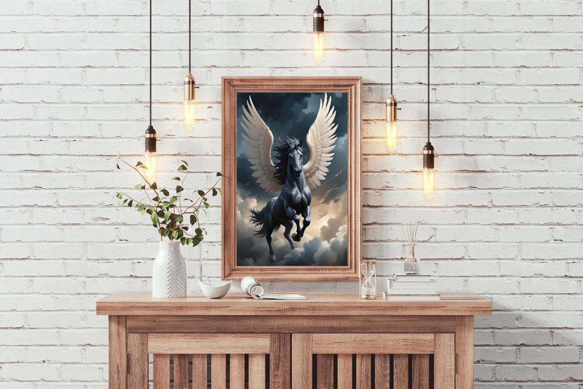Black Unicorn With Horns Animal Wall Art - beink online art store