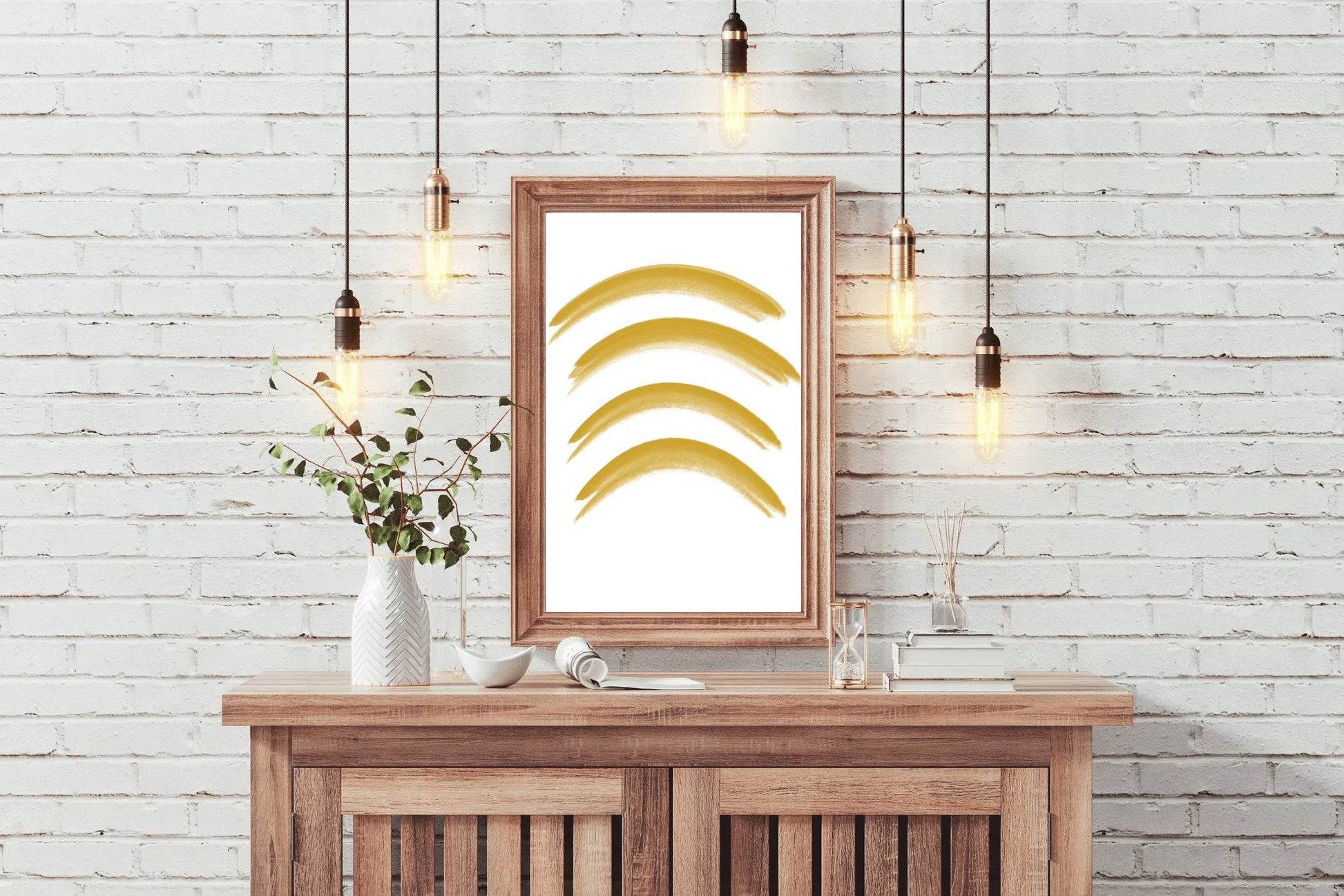 Yellow Semicircle Lines Wall Art - beink online art store