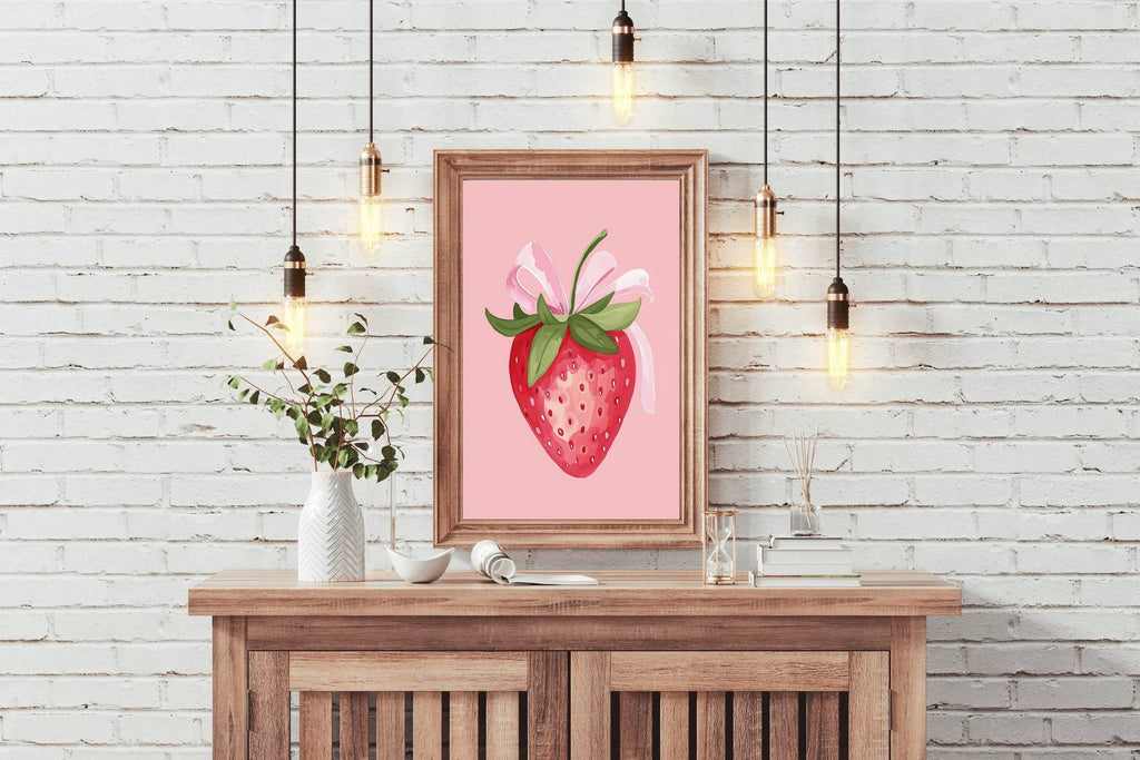 Watercolor Illustration of Ripe Red Strawberry Digital Art - beink online art store
