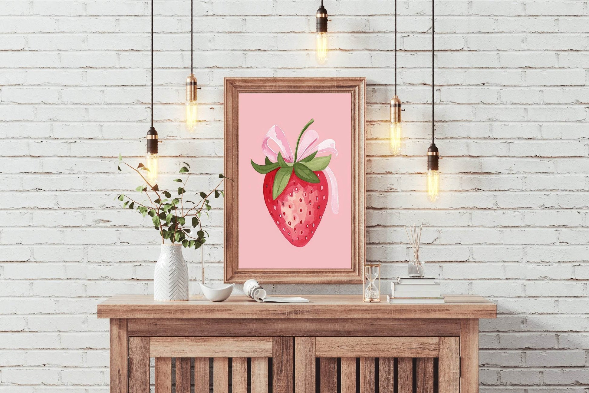 Watercolor Illustration of Ripe Red Strawberry Digital Art - beink online art store