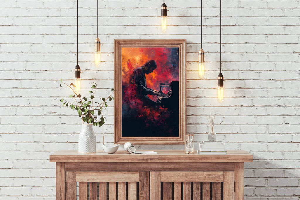 Digital Painting of a Man Playing Piano - beink online art store