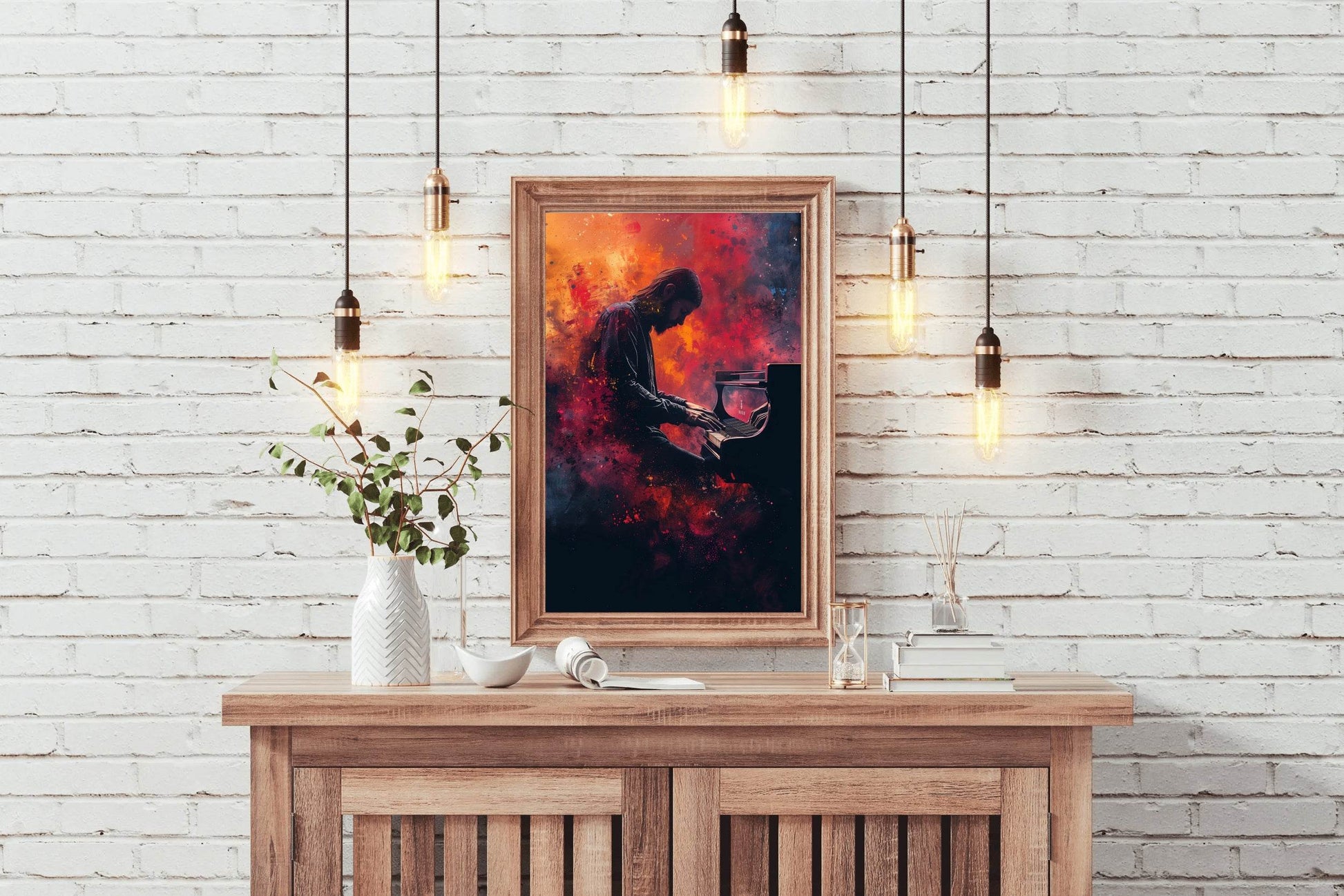 Digital Painting of a Man Playing Piano - beink online art store