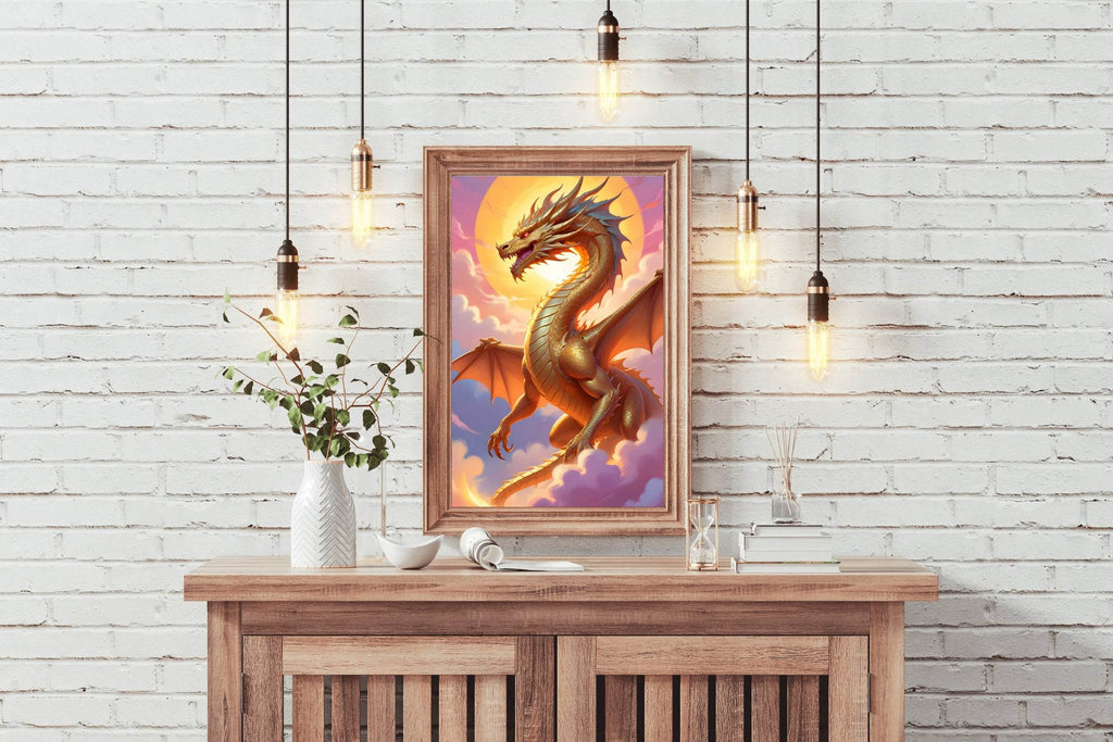 Golden Dragon Animal Wall Art - beink online art store