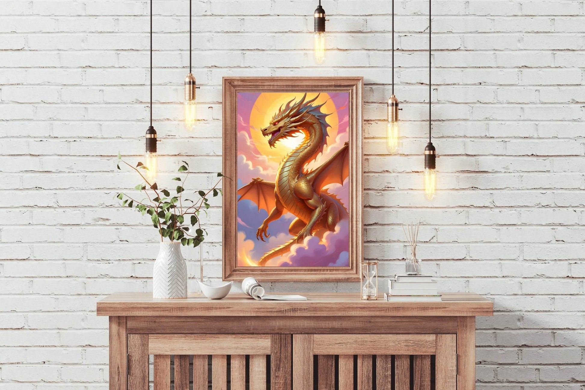 Golden Dragon Animal Wall Art - beink online art store