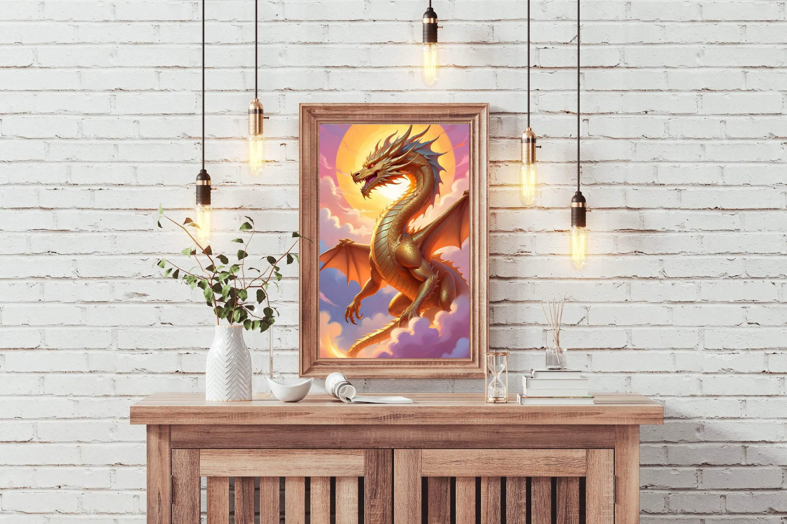 Golden Dragon Animal Wall Art - beink online art store