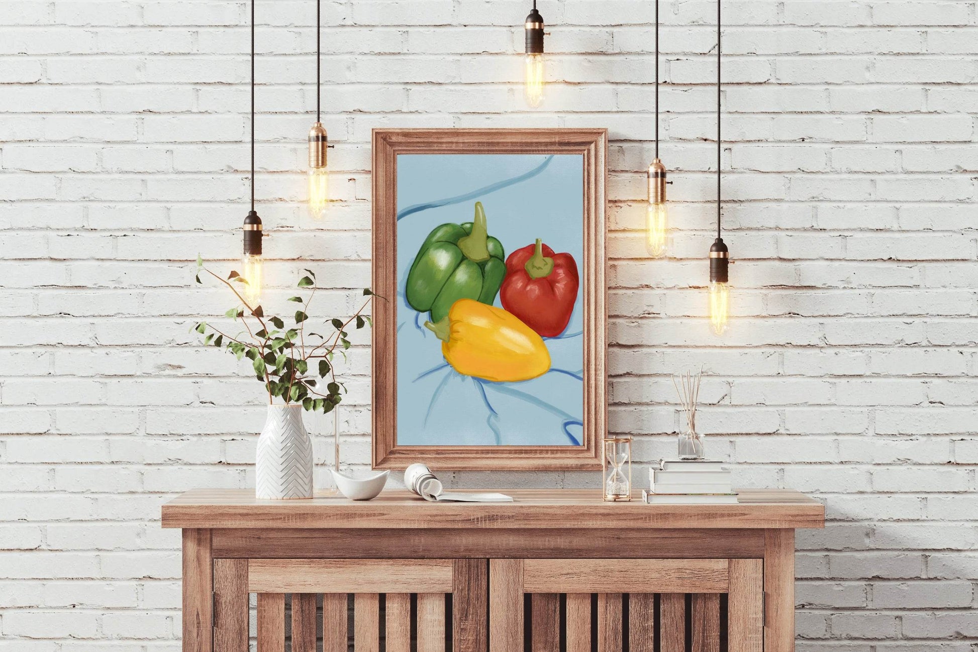 Colored Bell Pepper Painting Wall Art - beink online art store