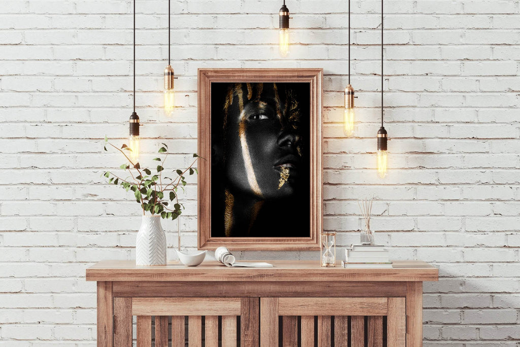 Woman With Golden Color in Her Face And Hair - beink online art store