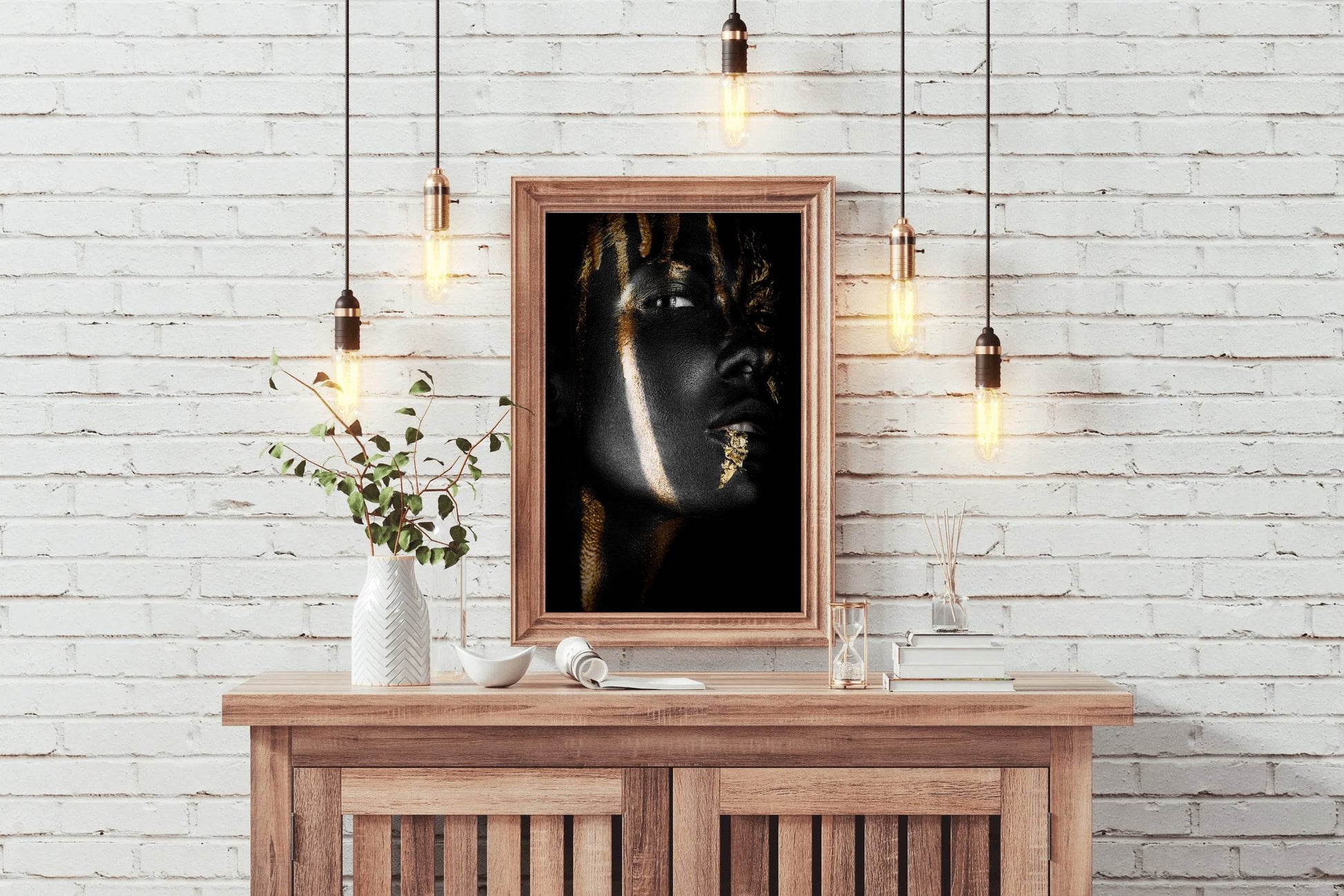 Woman With Golden Color in Her Face And Hair - beink online art store