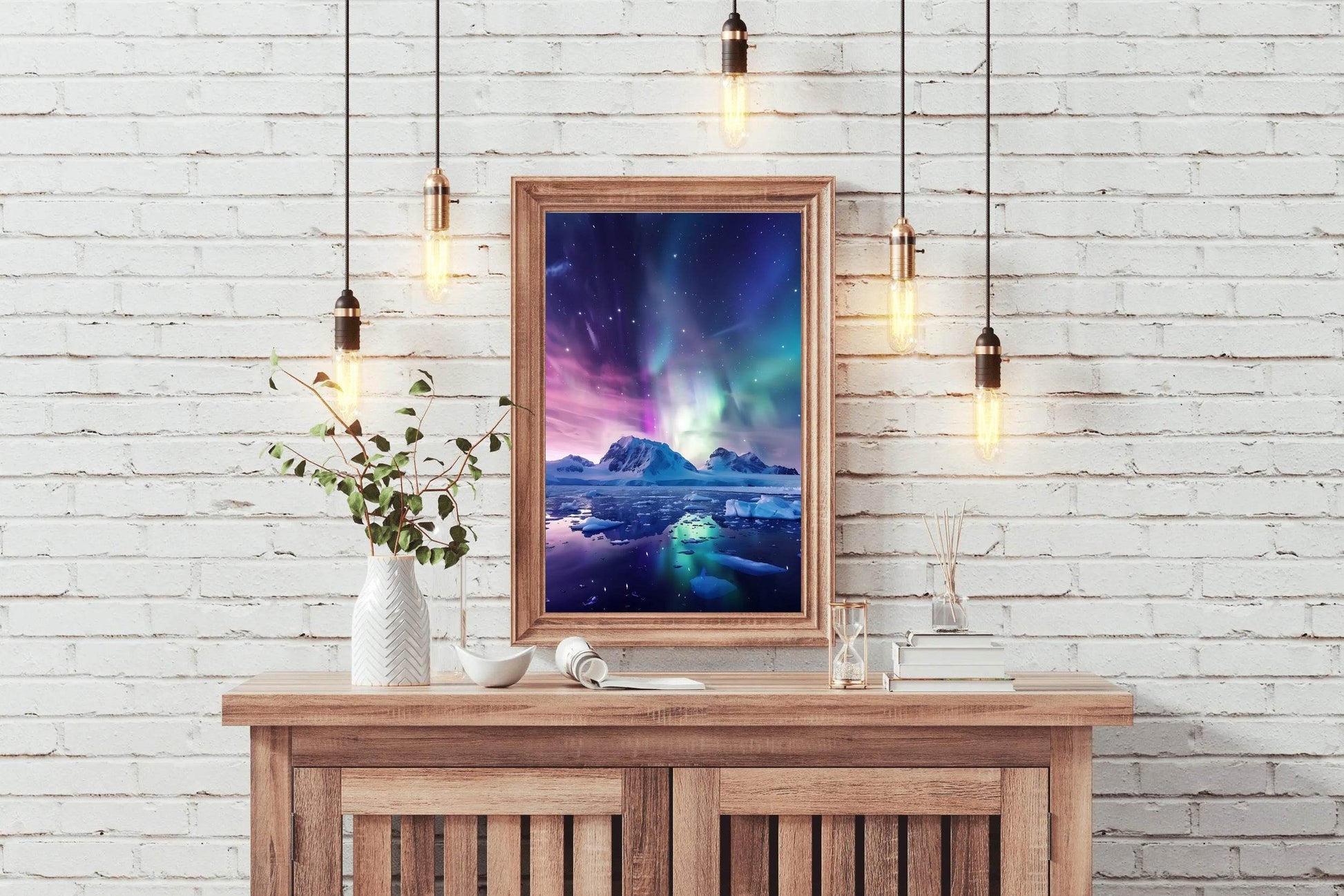 Aurora Australis Over Antarctic Landscape Wall Art - beink online art store