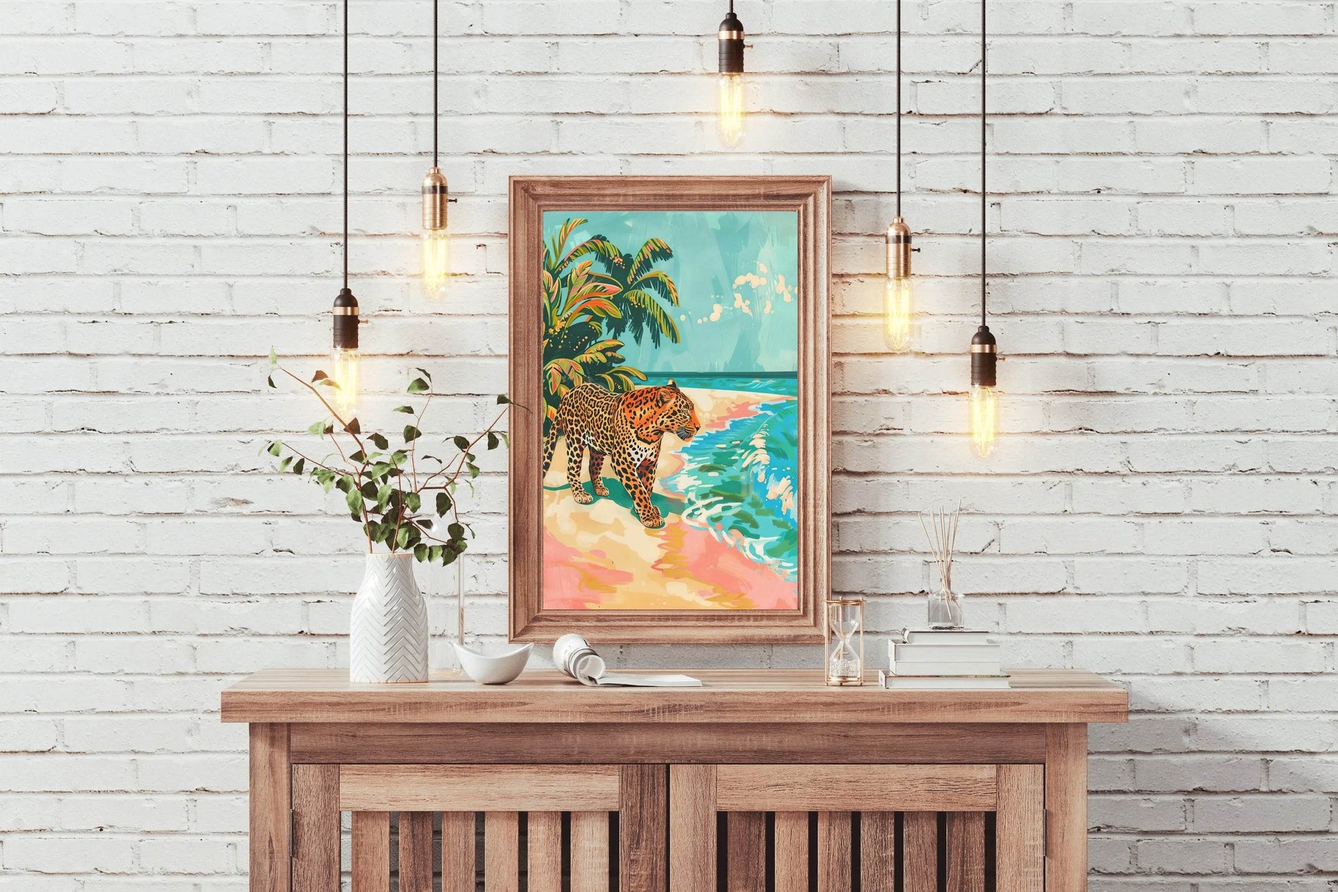 Leopard on the Beach Wall Art - beink online art store