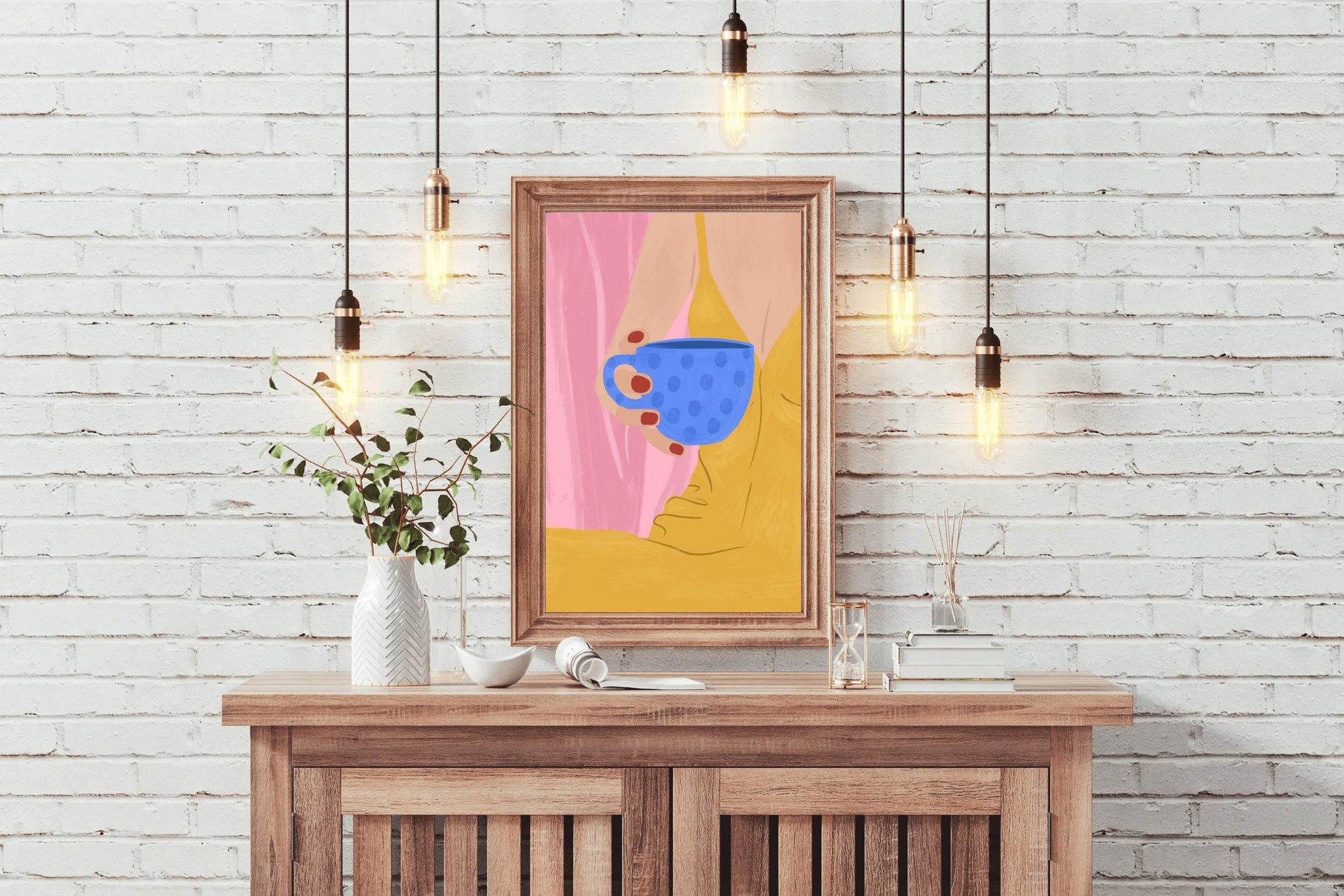 Contemporary Woman With Coffee in Hand Wall Art - beink online art store