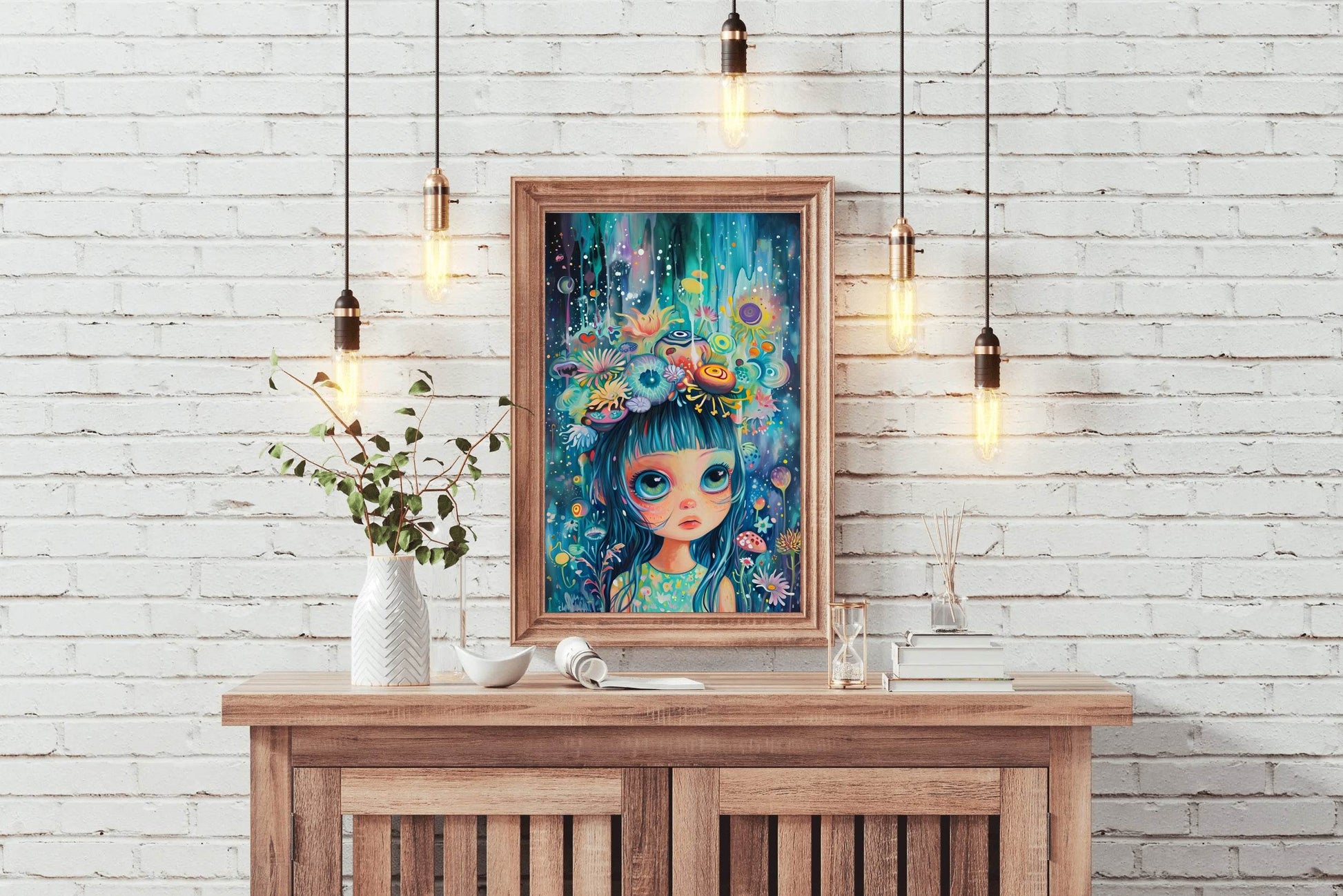 Anime girl with blue hair Wall Art - beink online art store