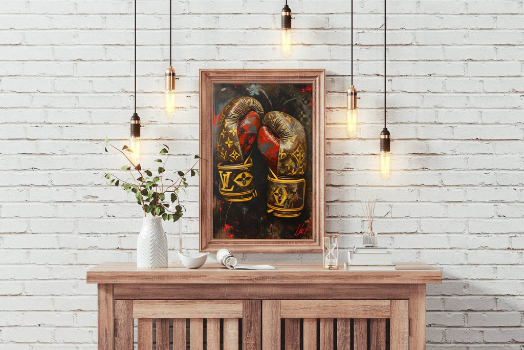 Gold Color Boxing Gloves Wall Art - beink online art store