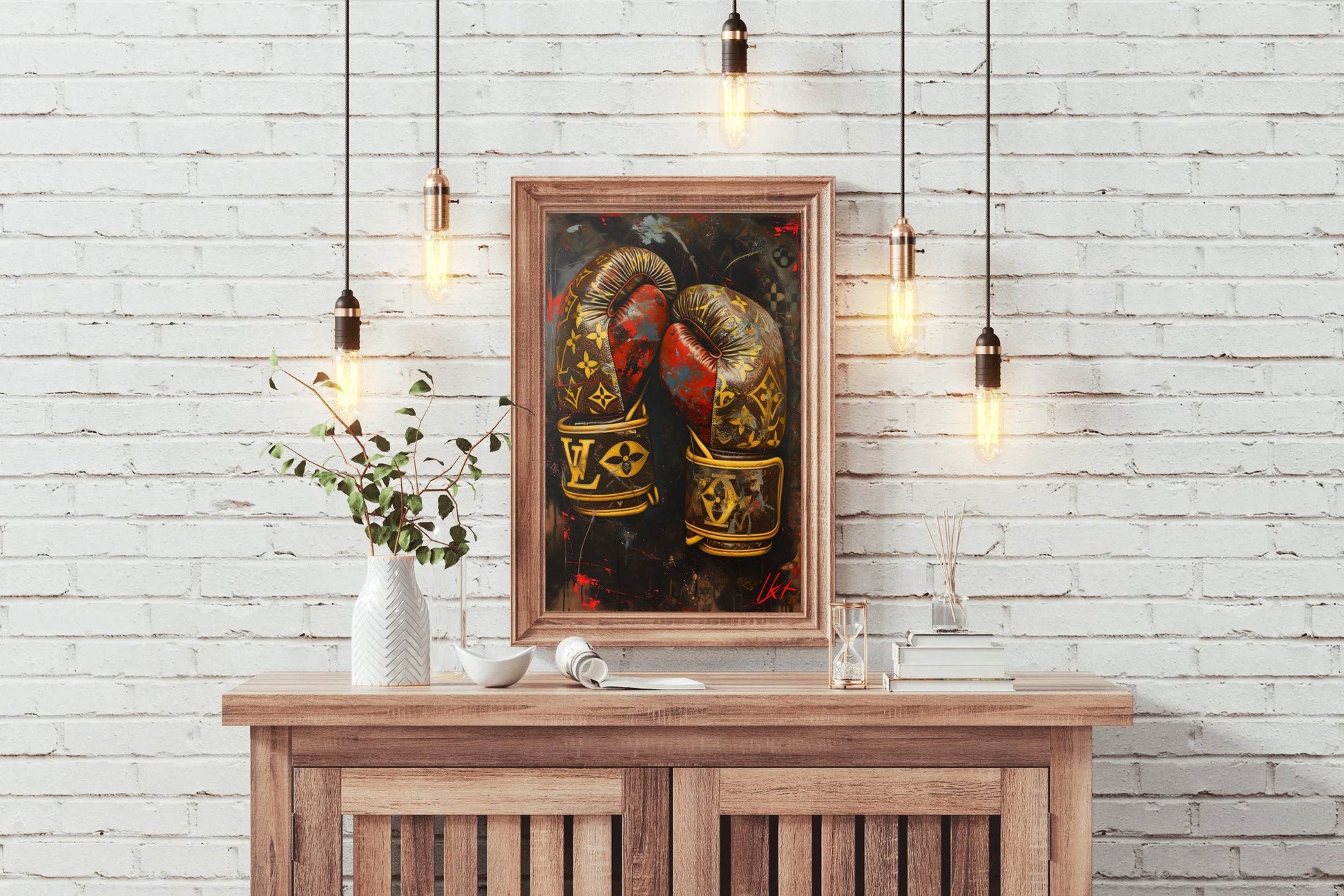 Gold Color Boxing Gloves Wall Art - beink online art store