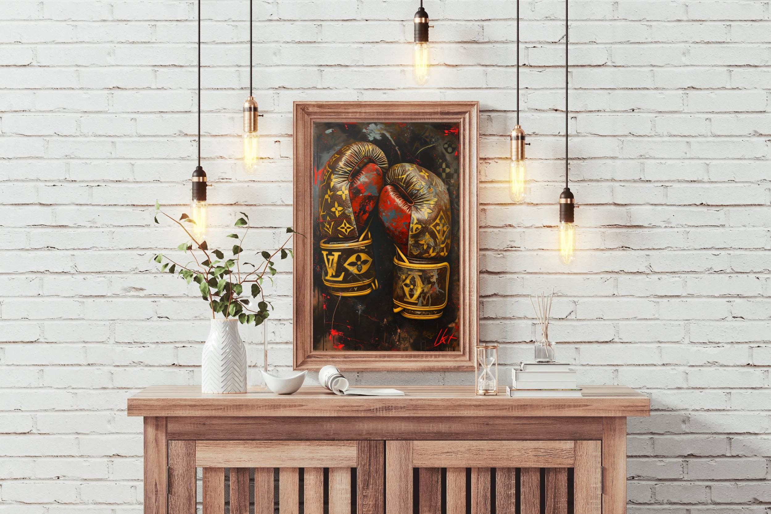 Gold Color Boxing Gloves Wall Art - beink online art store