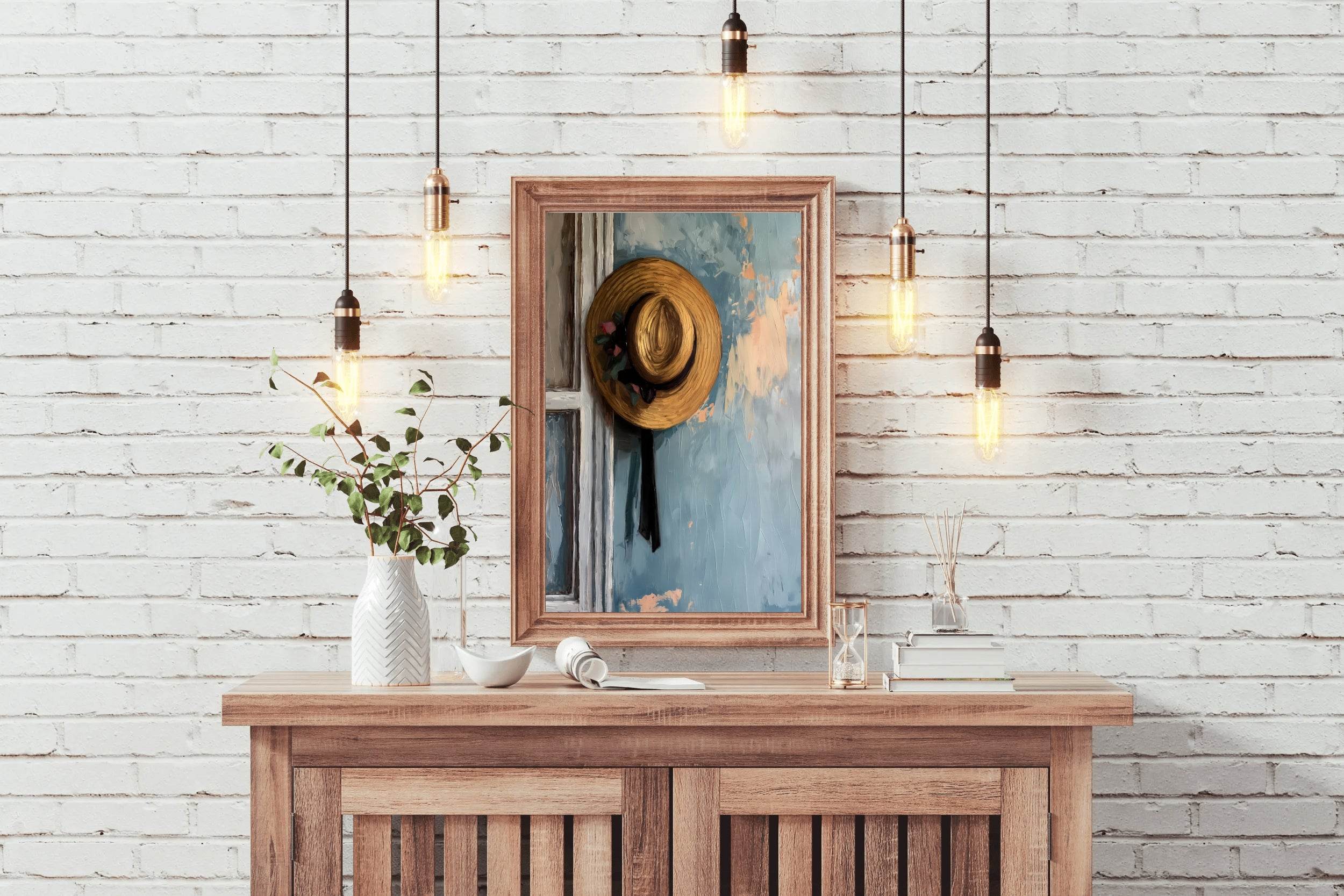 Women Wide Brim Hat Painting Wall Art - beink online art store