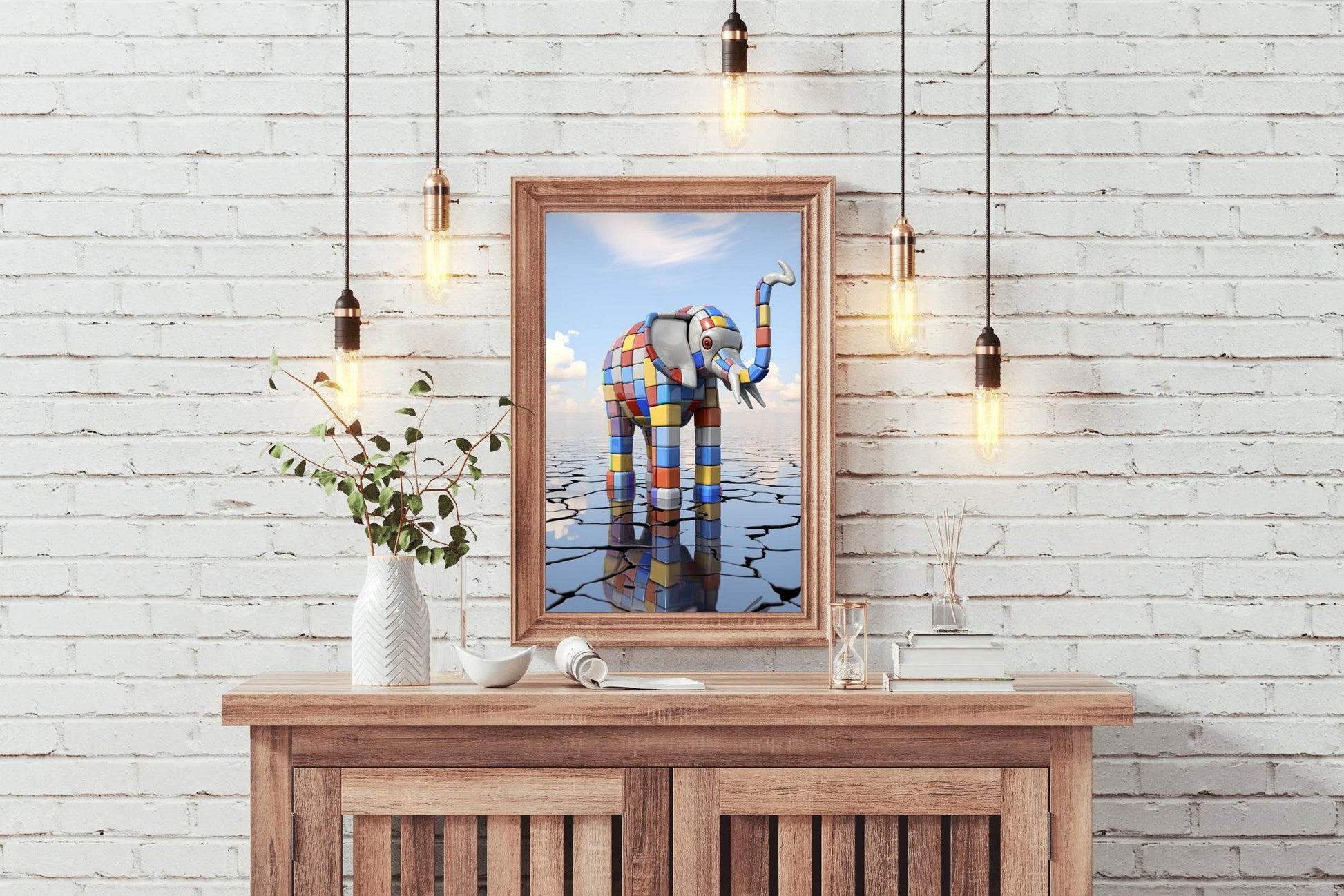 Colorful Robotic Elephant Animal Wall Art - beink online art store