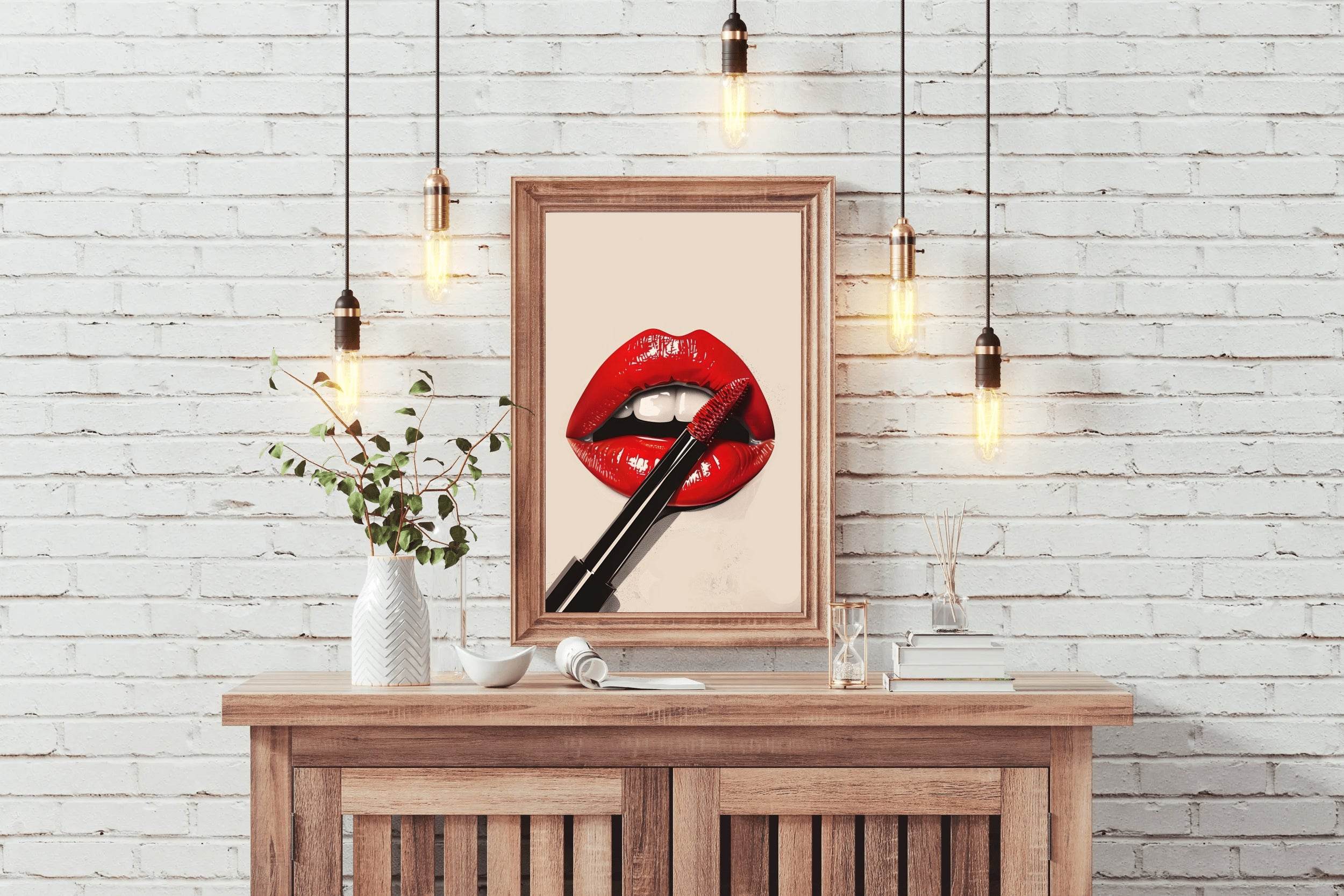 Red Lipstick On The Lips Wall Art - beink online art store