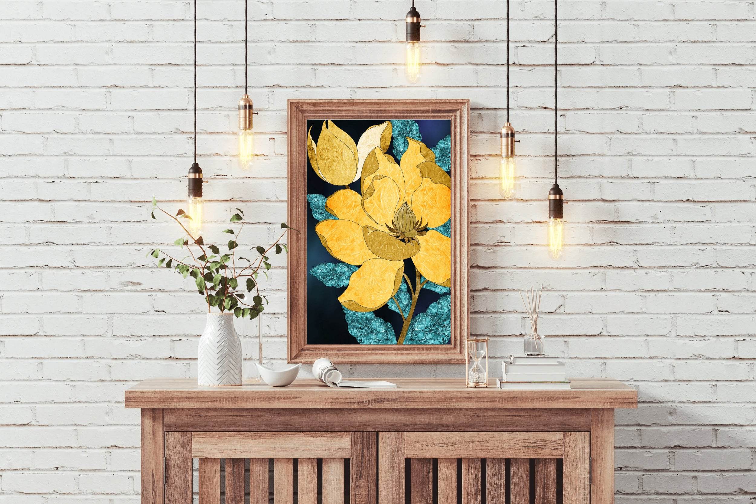 Golden Bloom Modern Wall Art - beink online art store