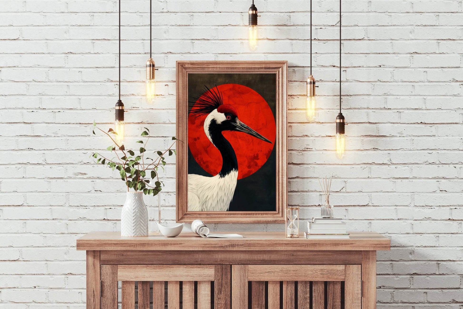 Black and Red Crane Wall Art - beink online art store
