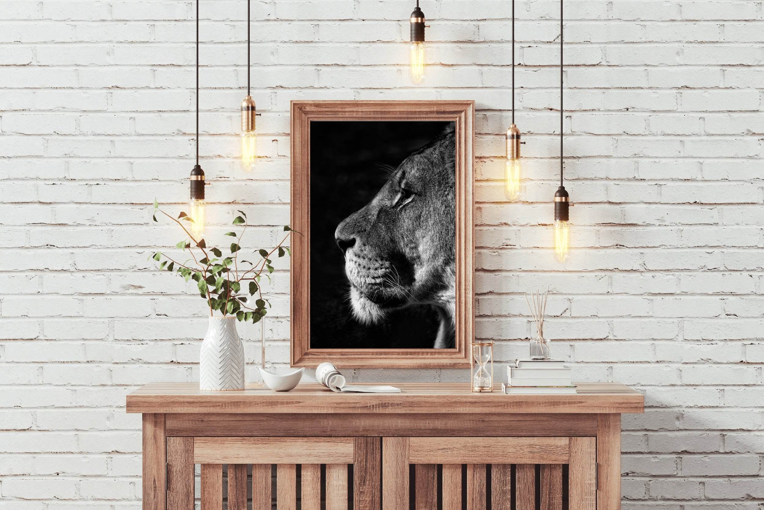 Barbary Lion Black & White Wall Art - beink online art store