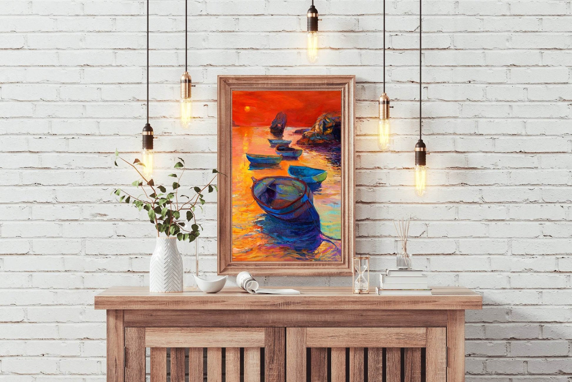 Small Boats at Sunset Wall Art - beink online art store