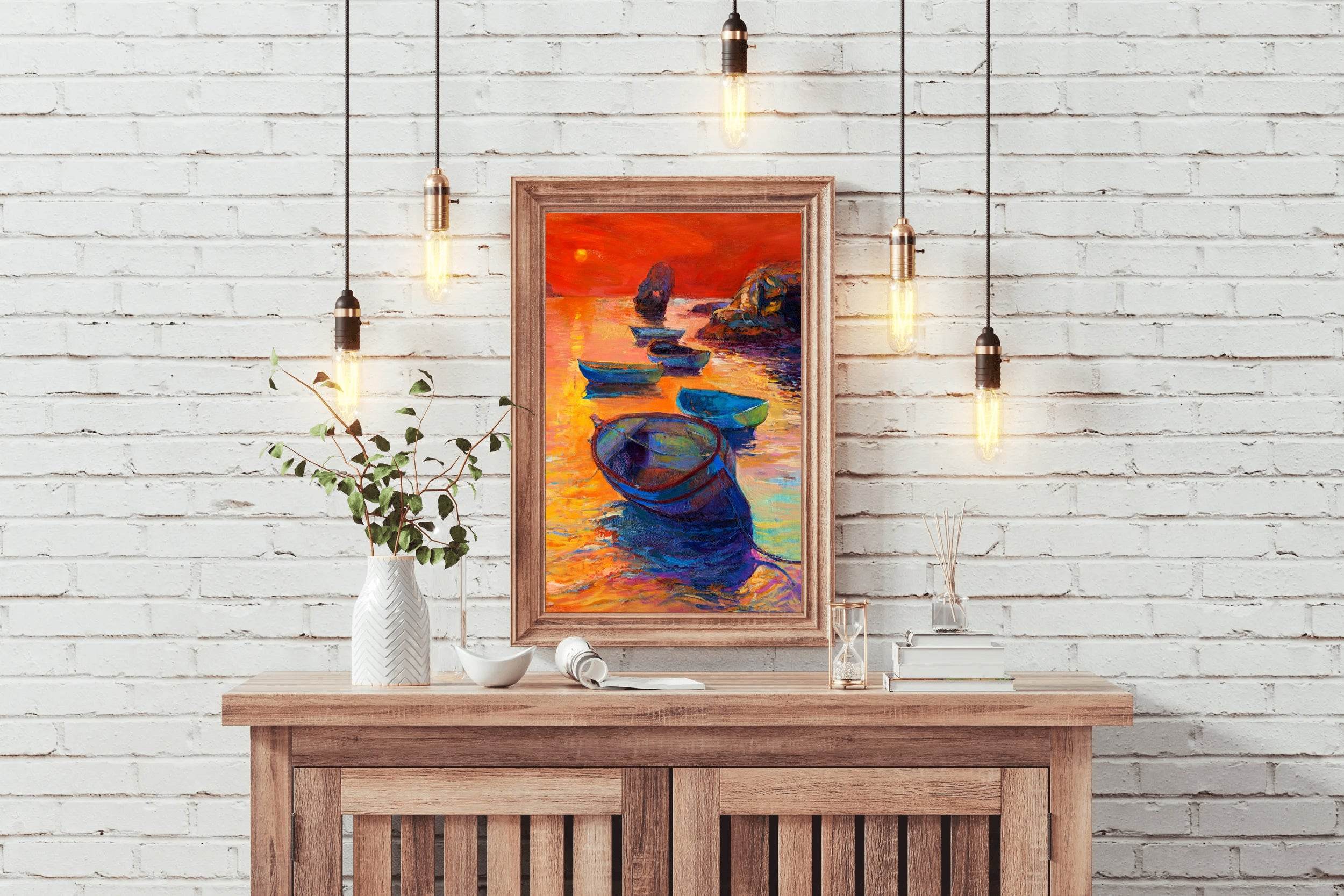 Small Boats at Sunset Wall Art - beink online art store