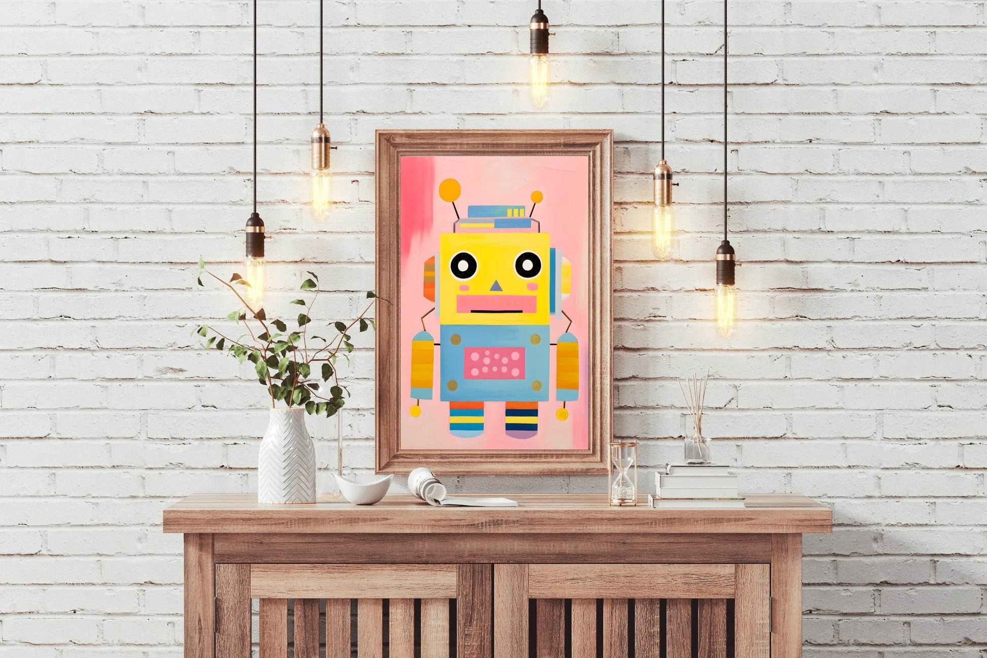 Cartoon Robot Illustration Wall Art - beink online art store