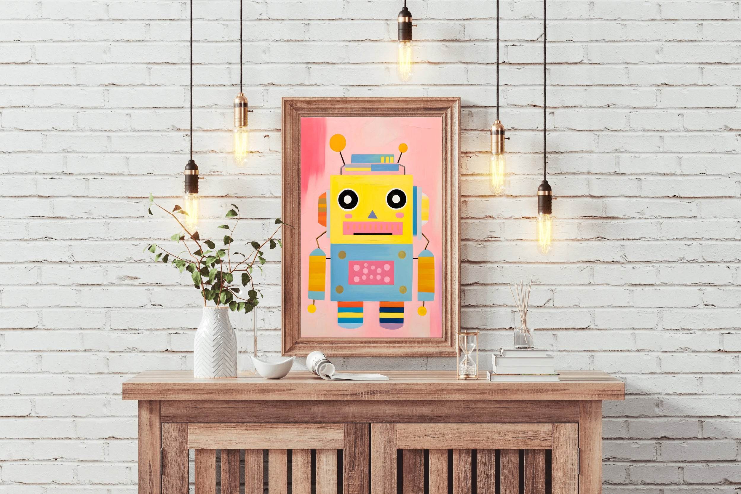 Cartoon Robot Illustration Wall Art - beink online art store