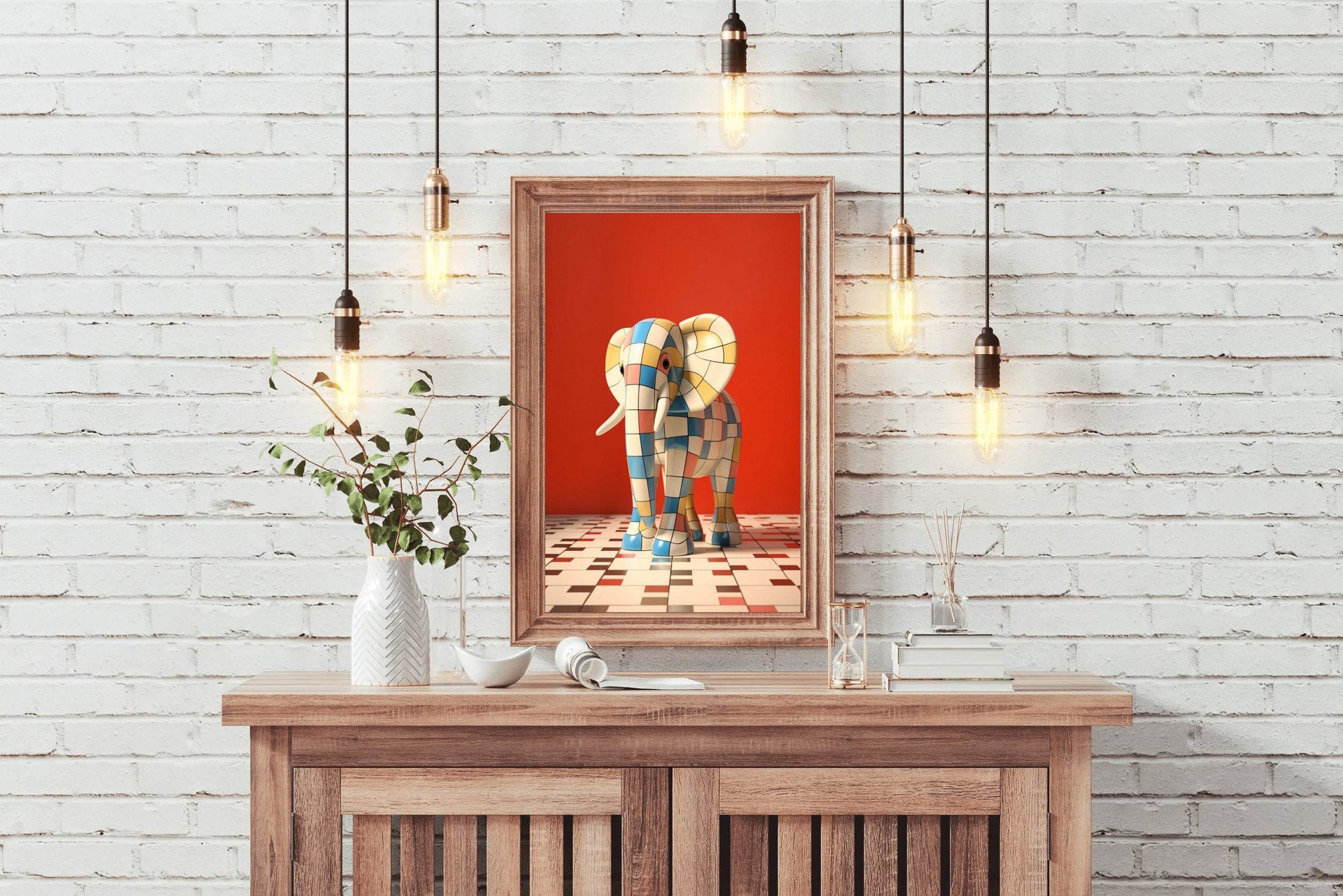 Colorful Robotic Elephant Animal Wall Art - beink online art store