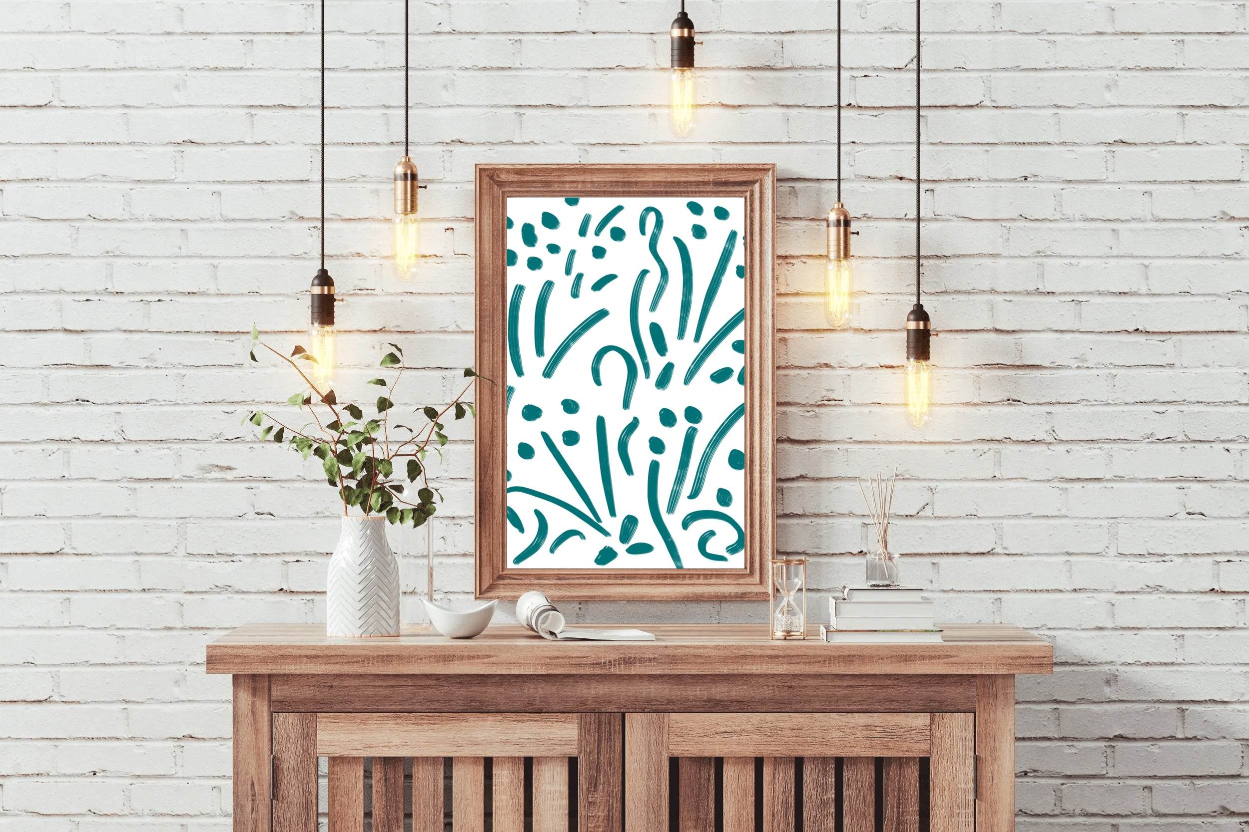 Teal Splatters Canvas Wall Art - beink online art store