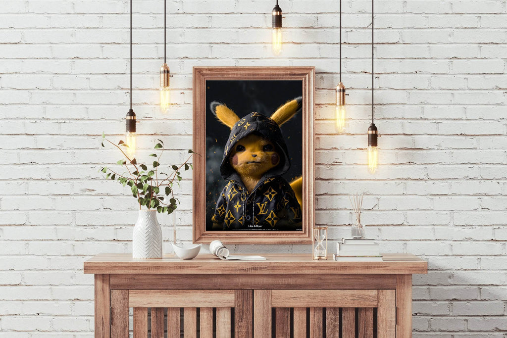Painting of Pokemon Pikachi Wearing Jacket - beink online art store