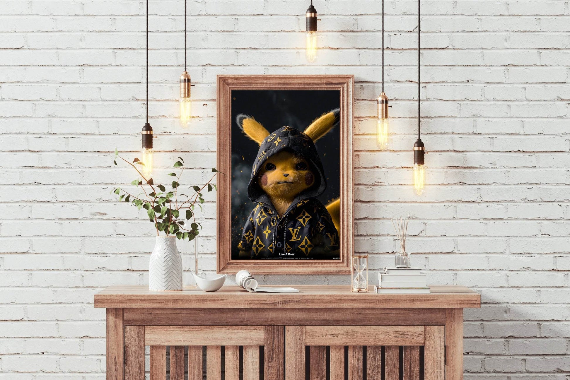 Painting of Pokemon Pikachi Wearing Jacket - beink online art store