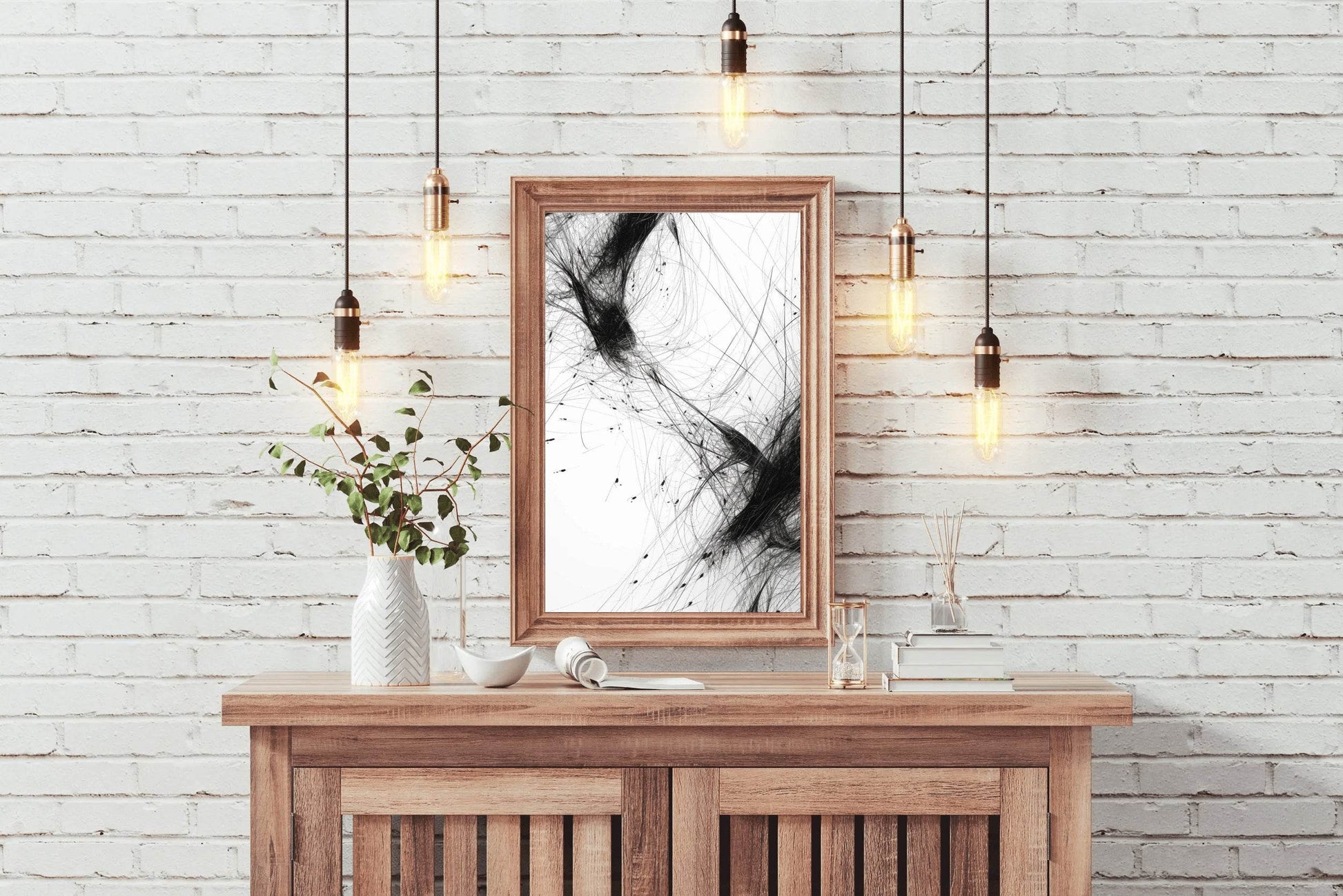 Black Tangled Hairs Modern Wall Art - beink online art store