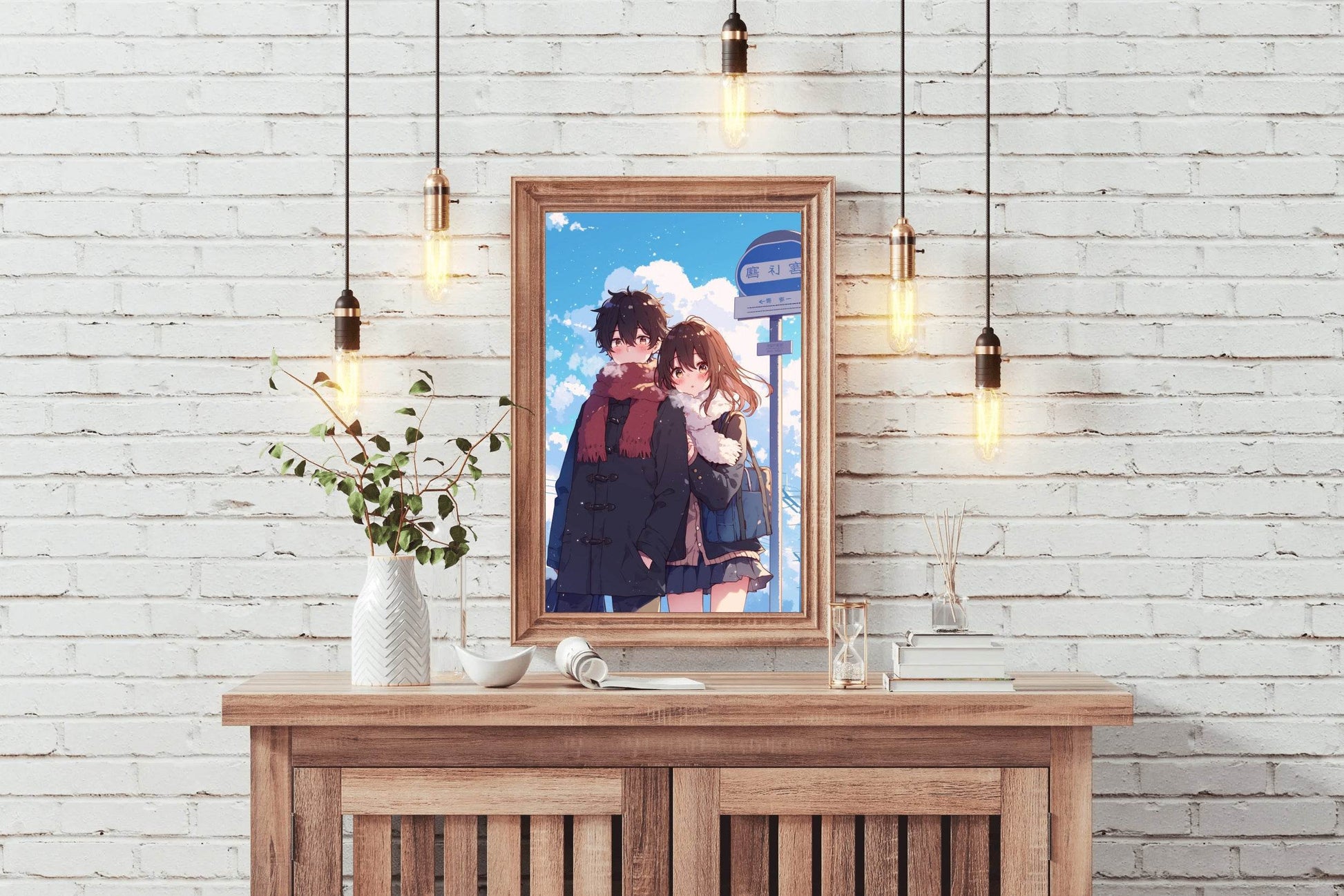 Anime Style Boy and Girl Hugging Couple - beink online art store