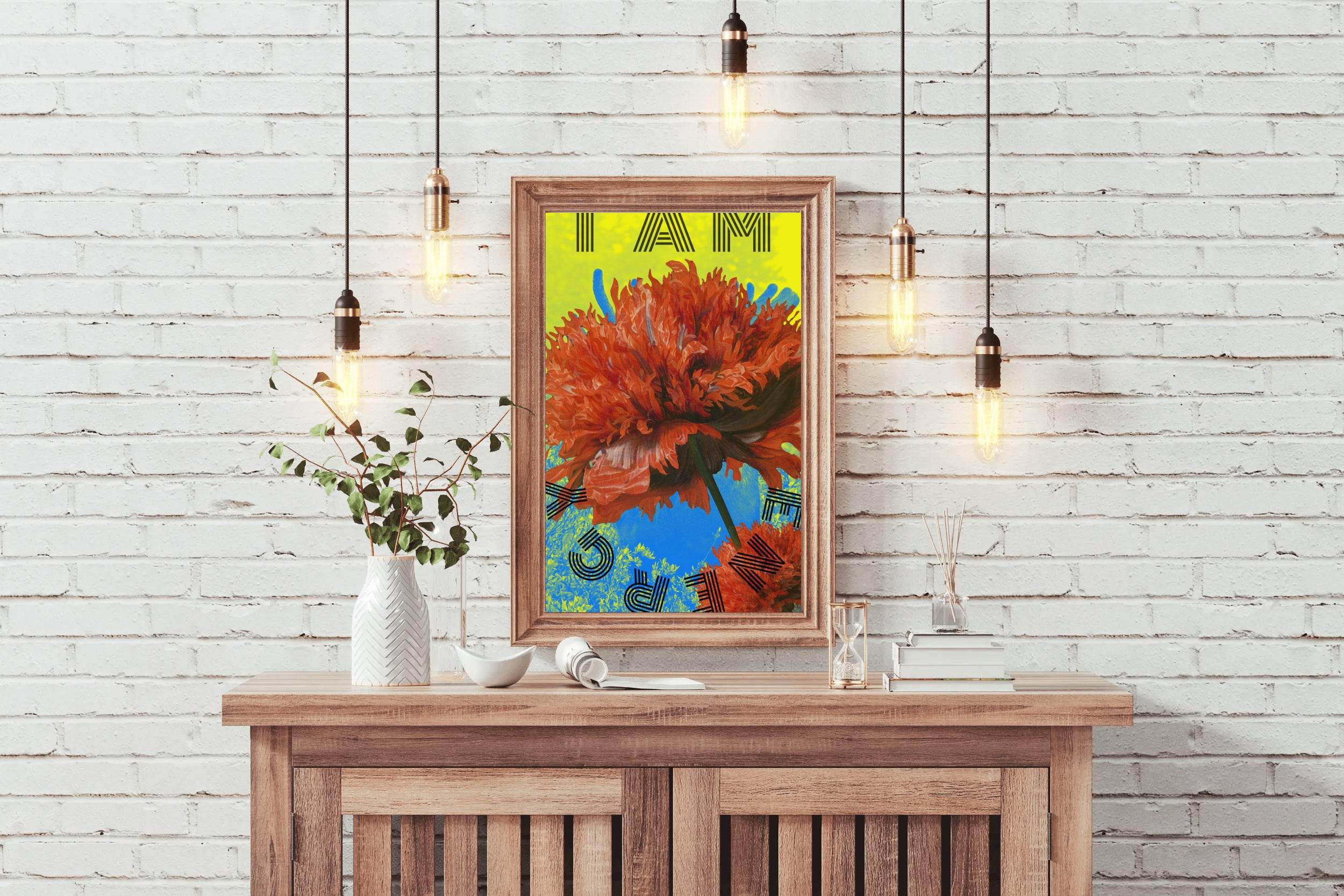 I am Energy - Floral Motivational Wall Art - beink online art store