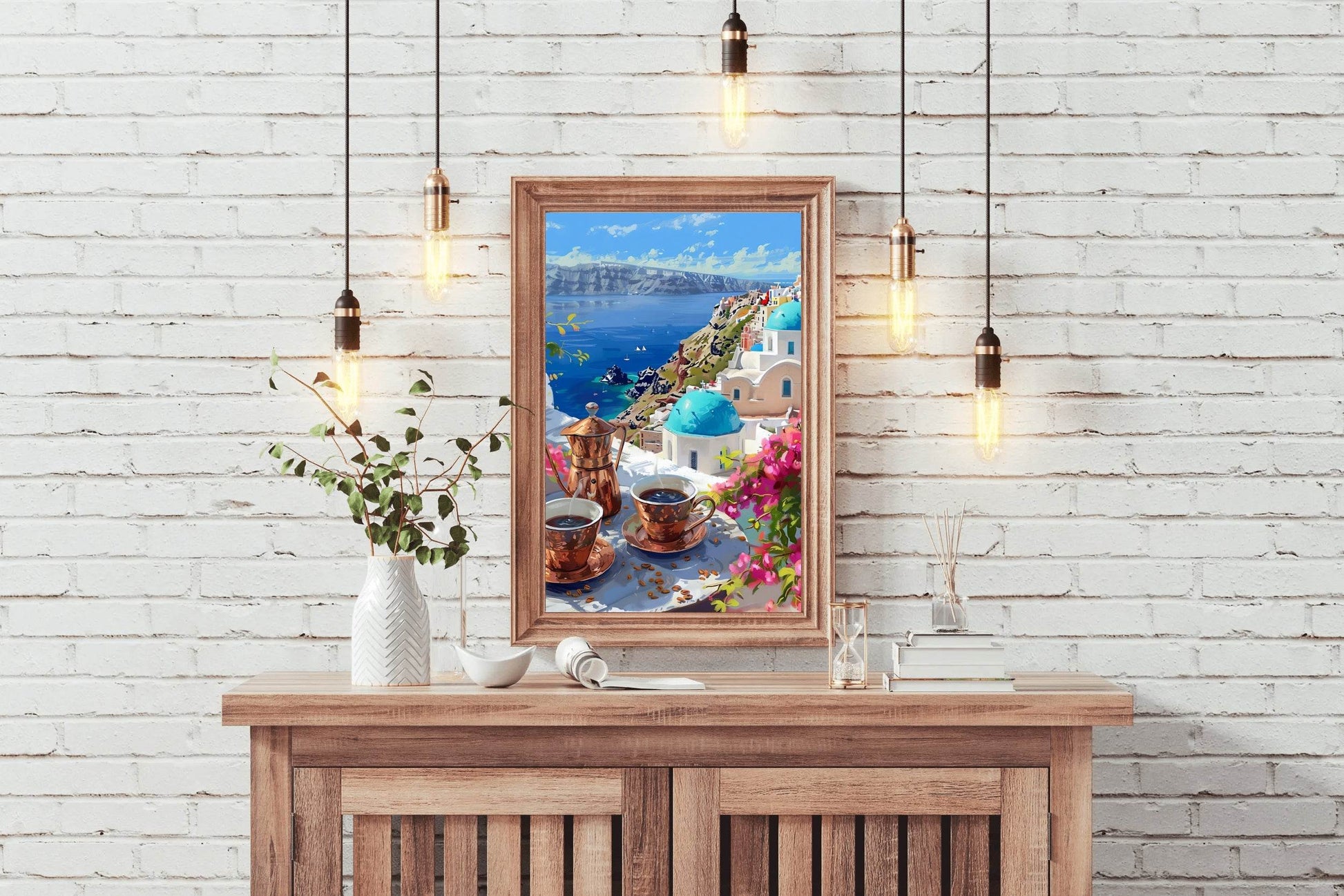 Greek Coffee in Santorini Wall Art - beink online art store