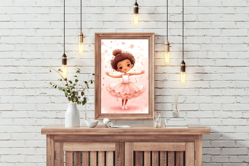 Drawing of Cute Little Girl Dancing - beink online art store