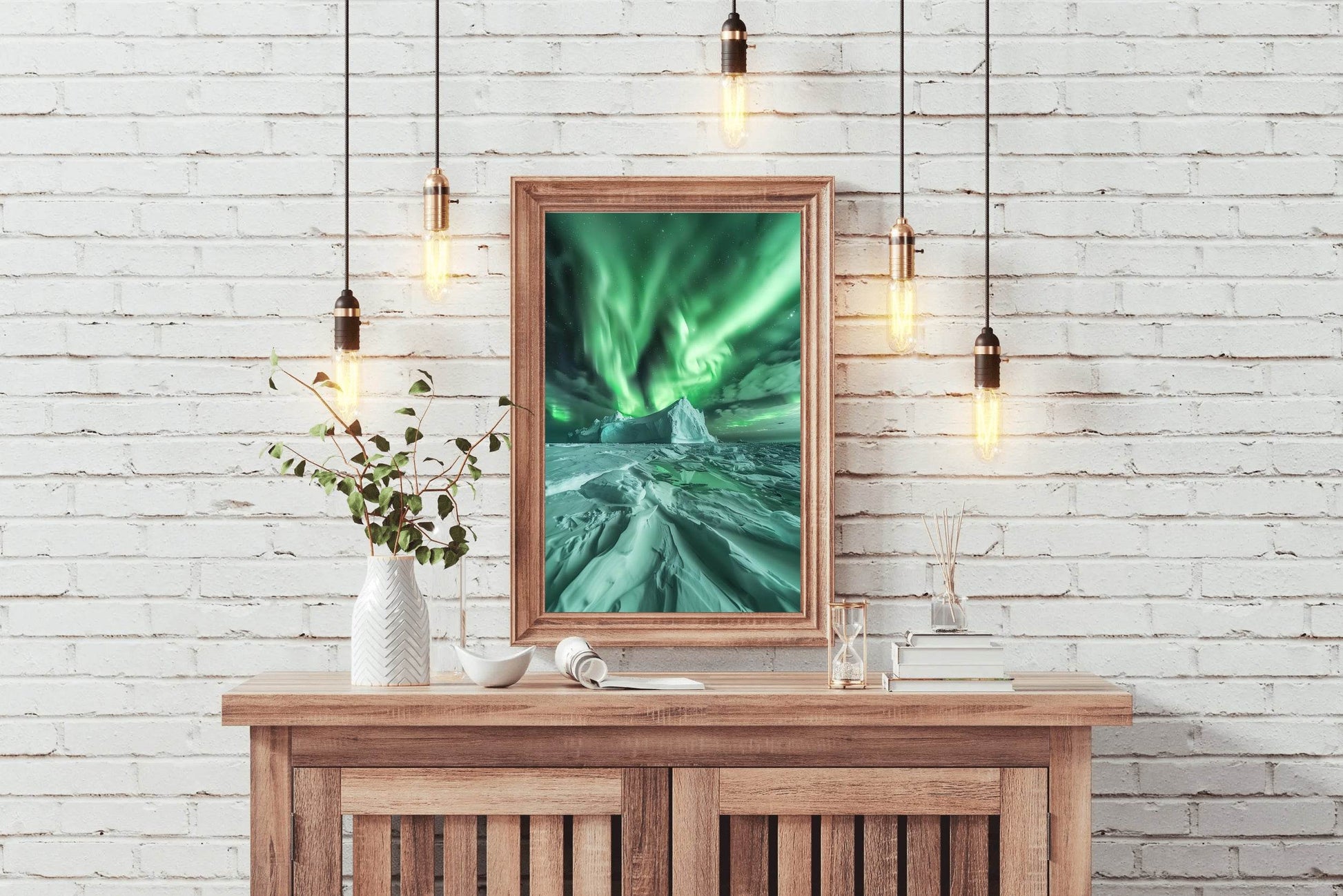 Northern Lights Dance Over Iceberg Wall Art - beink online art store