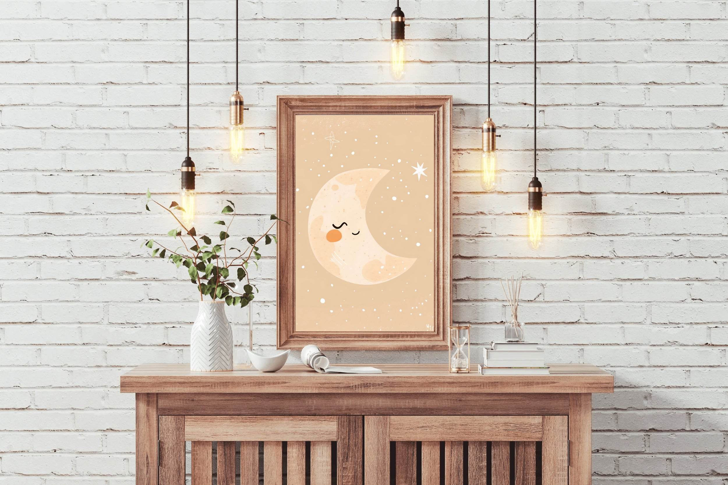 Cute Moon Character Illustration - beink online art store