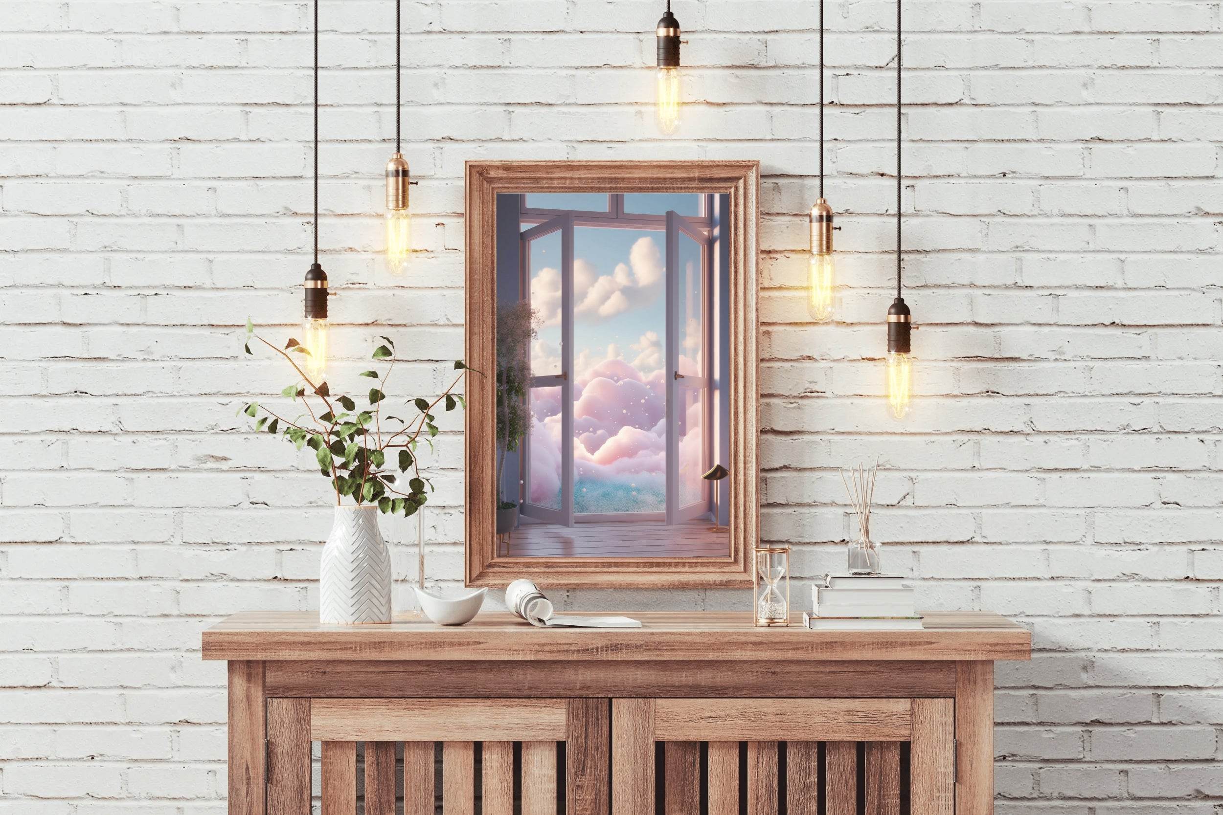 Room with window and surreal view Anime Wall Art - beink online art store
