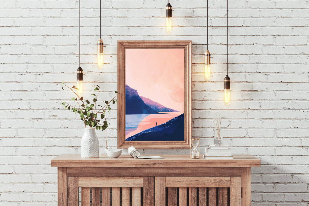 Lonely Wanderer in Pink Sunset Wall Art - beink online art store