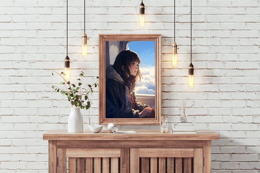 Anime character traveling in Plane Anime Wall Art - beink online art store