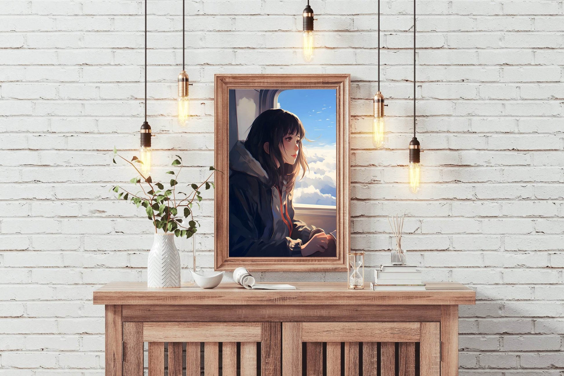 Anime character traveling in Plane Anime Wall Art - beink online art store