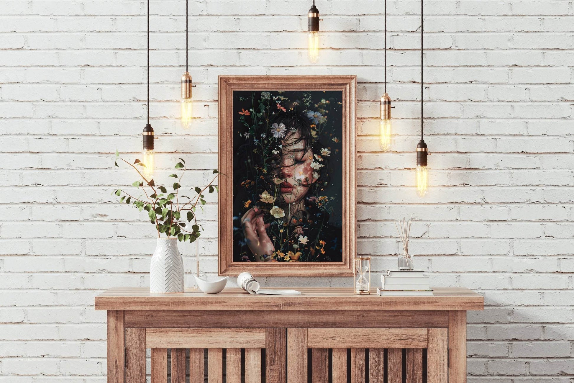 A Self Portrait With Flowers Digital Art - beink online art store